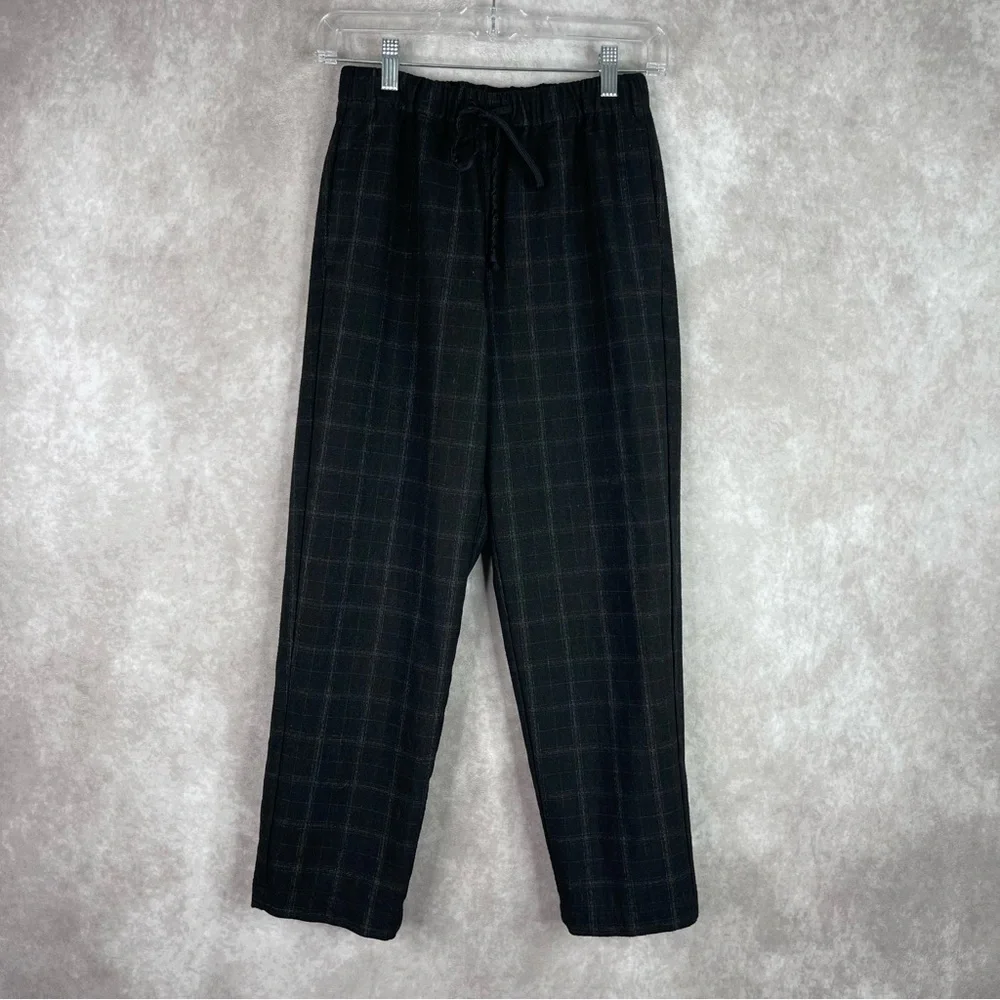 The Group Babaton Jimmy Pant Mid Rise Twill Trousers Black Fine Grid Size XS - Picture 2 of 8